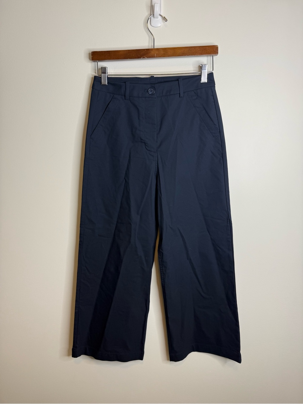 Kit and Ace Navy Cropped Wide-Leg Pants blue size 6